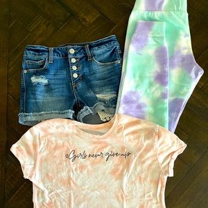 Bundle-girls sweat pants size 12, girls t-shirt size10, girls shorts size10